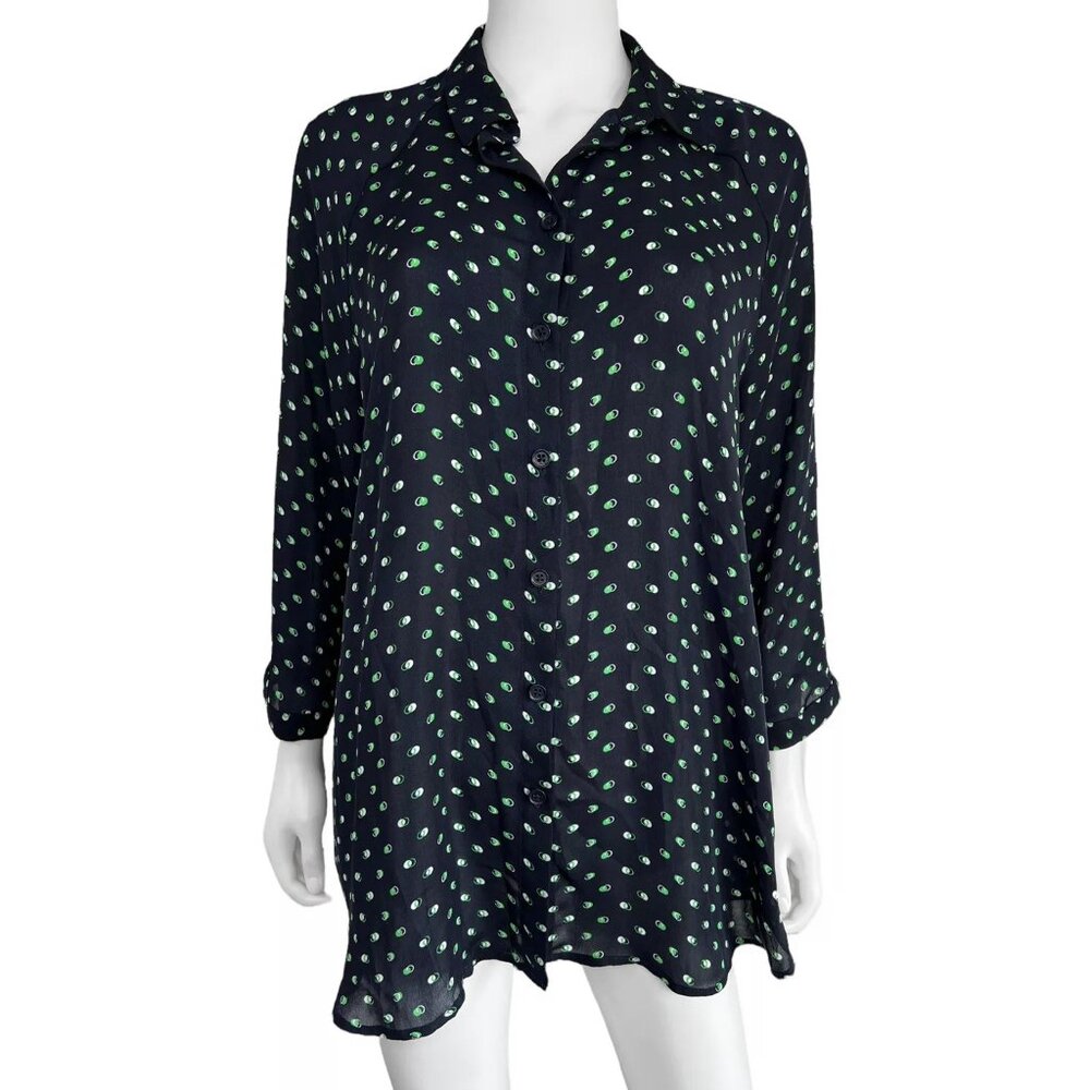 CAbi Olive Martini Blouse Womens Polka Dot Style #5019 XS